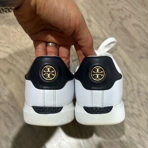 Tory Burch White and Navy Sneakers